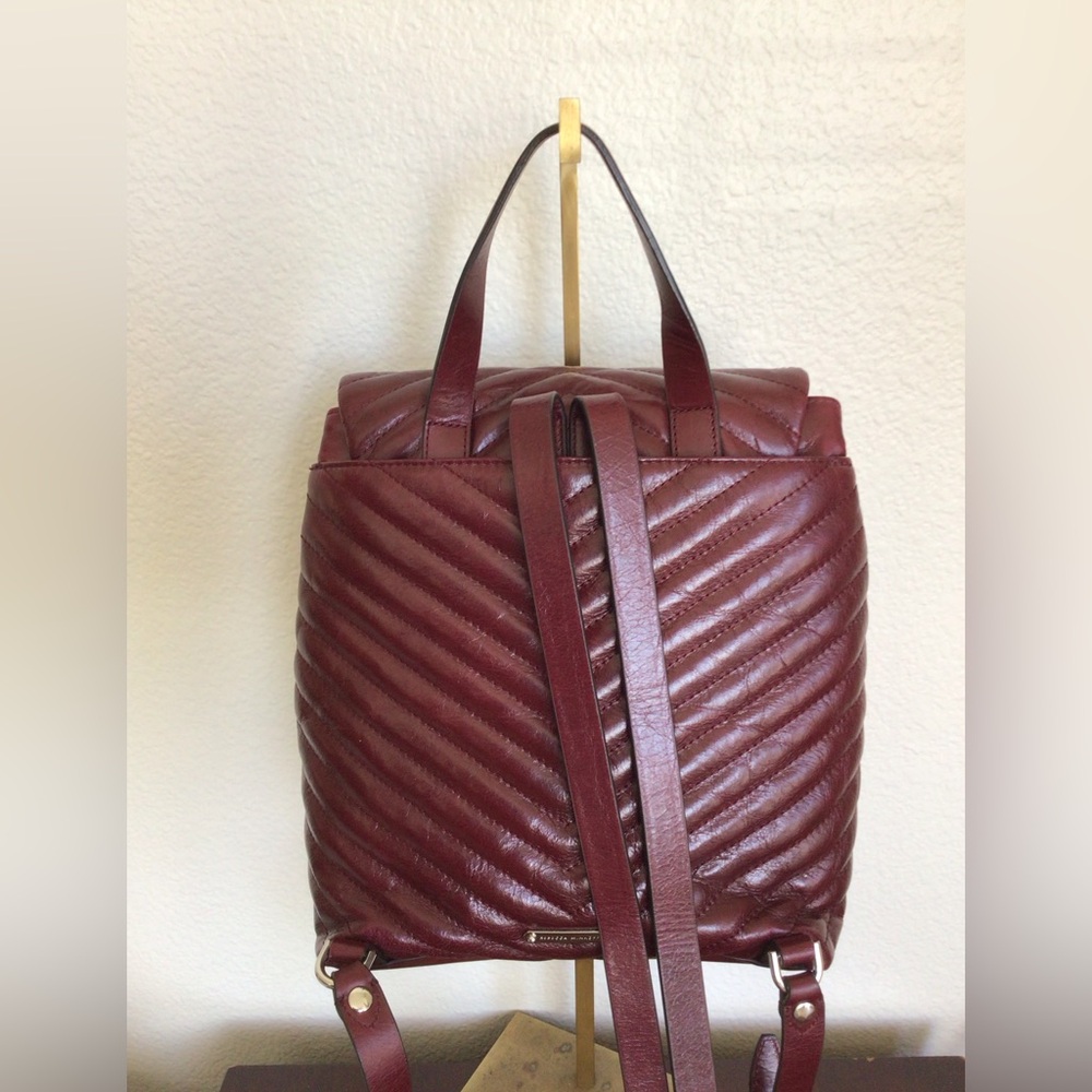 Rebecca Minkoff EDIE Burgundy Quilted Leather Backpack Bag - Picture 5 of 9
